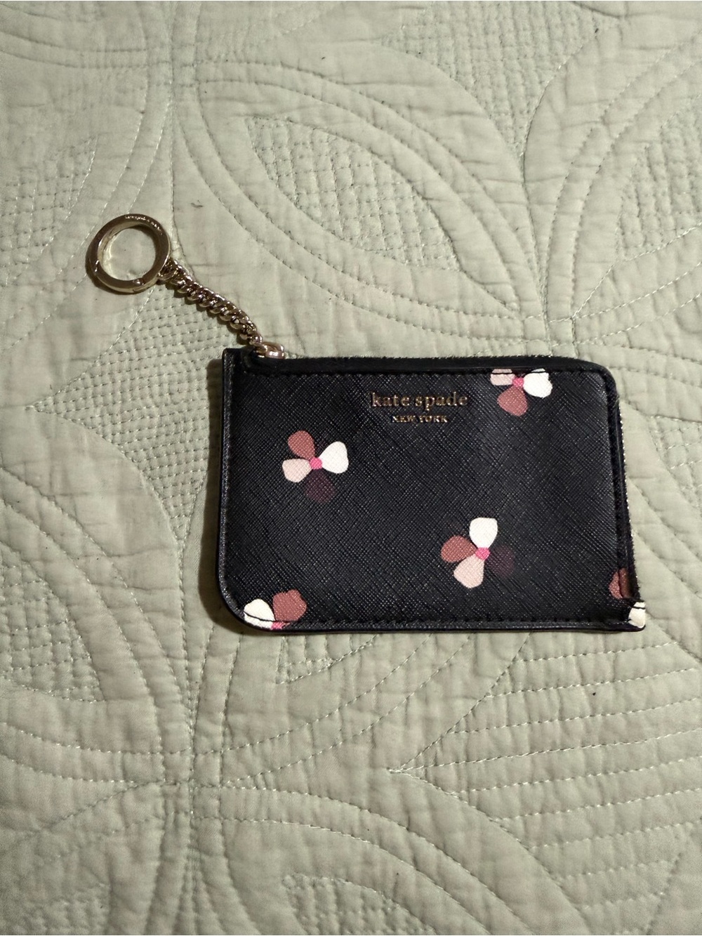 kate spade Black Floral Keychain Card Holder